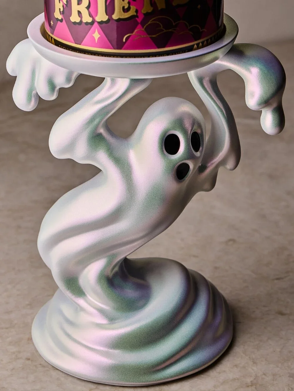 Bath & Body Works Halloween Iridescent Drippy Pearl Ghost Candle Holder NEW RARE